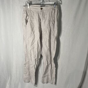 70-1 JONES NEW YORK  beige zip fly straight leg linen pants M